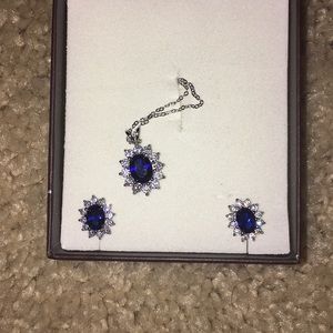 Blue Stone Earring And Necklace Set